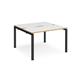 Adapt back to back desks 1200mm x 1200mm - black frame, white top with oak edging