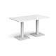 Brescia rectangular dining table with flat square white bases 1400mm x 800mm - white