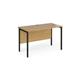 Maestro 25 straight desk 1200mm x 600mm - black H-frame leg, oak top