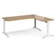 TR10 desk 1800mm x 800mm with 800mm return desk - white frame, oak top