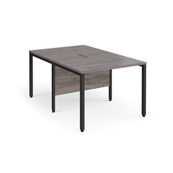 Maestro 25 back to back straight desks 1000mm x 1600mm - black bench leg frame, grey oak top