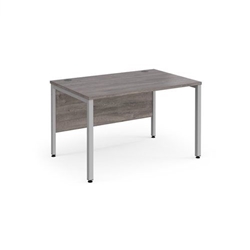 Maestro 25 straight desk 1200mm x 800mm - silver bench leg frame, grey oak top
