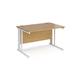Maestro 25 straight desk 1200mm x 800mm - white cable managed leg frame, oak top