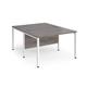 Maestro 25 back to back straight desks 1200mm x 1600mm - white bench leg frame, grey oak top