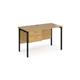 Maestro 25 straight desk 1200mm x 600mm with 2 drawer pedestal - black H-frame leg, oak top