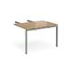 Adapt add on unit double return desk 800mm x 1200mm - silver frame, oak top