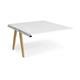 Fuze add on units back to back 1400mm x 1600mm with oak legs - white underframe, white top