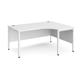 Maestro 25 right hand ergonomic desk 1600mm wide - white bench leg frame, white top