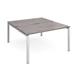 Adapt back to back desks 1400mm x 1600mm - silver frame, grey oak top