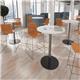 Monza circular poseur table with flat round black base 800mm - beech