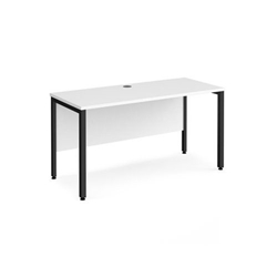 Maestro 25 straight desk 1400mm x 600mm - black bench leg frame, white top