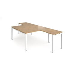 Adapt back to back desks 1400mm x 1600mm with 800mm return desks - white frame, oak top