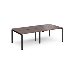 Adapt double back to back desks 2400mm x 1200mm - black frame, walnut top