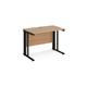 Maestro 25 straight desk 1000mm x 600mm - black cable managed leg frame, beech top