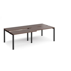 Adapt sliding top double back to back desks 2400mm x 1200mm - black frame, walnut top