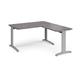 TR10 desk 1400mm x 800mm with 800mm return desk - silver frame, grey oak top