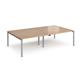 Adapt double back to back desks 2800mm x 1600mm - silver frame, beech top