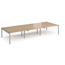 Adapt triple back to back desks 4200mm x 1600mm - silver frame, beech top