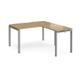 Adapt desk 1400mm x 800mm with 800mm return desk - silver frame, oak top