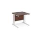 Maestro 25 straight desk 800mm x 800mm - white cantilever leg frame, walnut top