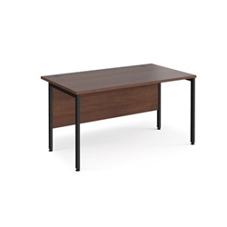 Maestro 25 straight desk 1400mm x 800mm - black H-frame leg, walnut top