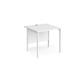 Maestro 25 straight desk 800mm x 800mm - white H-frame leg, white top