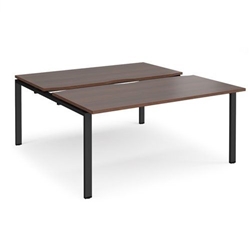 Adapt sliding top back to back desks 1600mm x 1600mm - black frame, walnut top