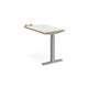 Elev8 Touch sit-stand return desk 600mm x 800mm - silver frame, white top with oak edge