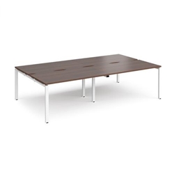 Adapt double back to back desks 2800mm x 1600mm - white frame, walnut top