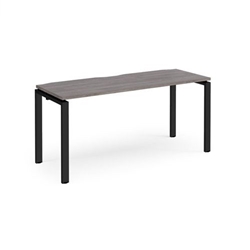 Adapt single desk 1600mm x 600mm - black frame, grey oak top
