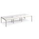 Adapt sliding top triple back to back desks 3600mm x 1600mm - silver frame, white top with oak edging