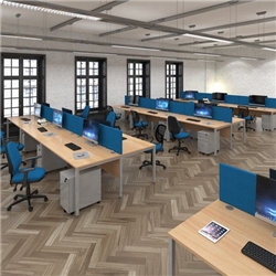 Maestro 25 left hand ergonomic desk 1600mm wide - silver bench leg frame, beech top