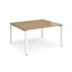 Adapt sliding top back to back desks 1400mm x 1200mm - white frame, oak top