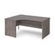 Maestro 25 left hand ergonomic desk 1600mm wide - grey oak top with panel end leg