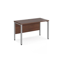 Maestro 25 straight desk 1200mm x 600mm - silver bench leg frame, walnut top