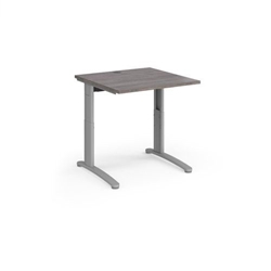 TR10 height settable straight desk 800mm x 800mm - silver frame, grey oak top