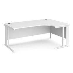Maestro 25 right hand ergonomic desk 1800mm wide - white cable managed leg frame, white top