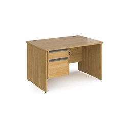 Contract 25 straight desk with 2 drawer graphite pedestal and panel leg 1200mm x 800mm - oak