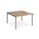 Adapt sliding top back to back desks 1200mm x 1200mm - silver frame, oak top