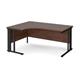 Maestro 25 left hand ergonomic desk 1600mm wide - black cable managed leg frame, walnut top