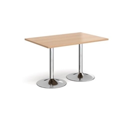 Genoa rectangular dining table with chrome trumpet base 1200mm x 800mm - beech