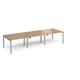 Adapt triple back to back desks 3600mm x 1200mm - silver frame, oak top