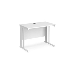 Maestro 25 straight desk 1000mm x 600mm - white cable managed leg frame, white top