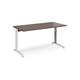 TR10 height settable straight desk 1600mm x 800mm - white frame, walnut top
