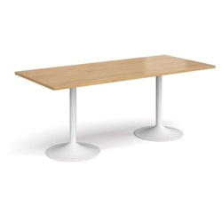 Genoa rectangular dining table with white trumpet base 1800mm x 800mm - oak