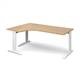 TR10 deluxe left hand ergonomic desk 1800mm - white frame, oak top