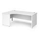 Contract 25 left hand ergonomic desk with panel ends and graphite corner leg 1800mm - white