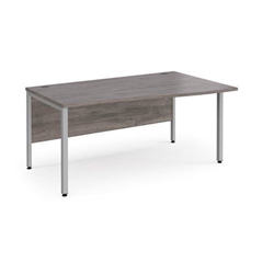 Maestro 25 right hand wave desk 1600mm wide - silver bench leg frame, grey oak top