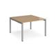 Adapt back to back desks 1200mm x 1200mm - silver frame, oak top