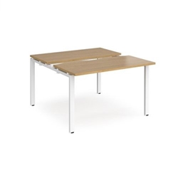 Adapt sliding top back to back desks 1200mm x 1200mm - white frame, oak top